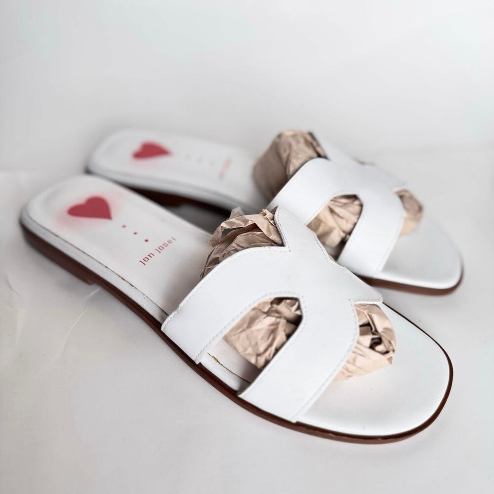 Jon Josef Nelly Flat Sandal in White Leather Handcrafted Spain 9